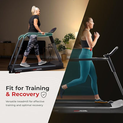 Sunny Health & Fitness Endurance Cardio Running Walking Treadmill with Extended Safety Handrails, Wide Deck, Shock Absorption, Digital Monitor, Optional Free SunnyFit® App Bluetooth Connection