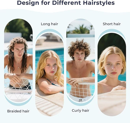 Firesara Fabric Swim Cap, High Elasticity Swimming Cap Keeps Hair Clean Breathable Fit Both Long Hair Short Hair, Swim Caps Woman Girls Men Kids One Size Hat