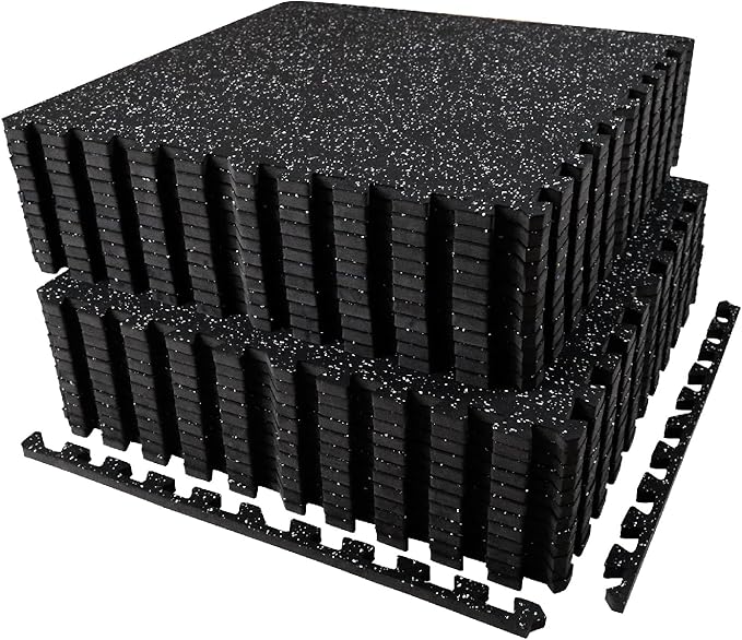 0.56in Thick 96 Sq Ft Exercise Equipment Mats 24 Tiles 24 x 24in