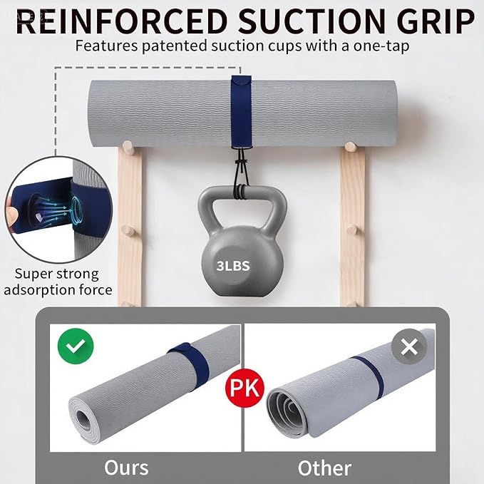 25" Yoga Mat Strap | Slap Band Holder for Carrying and Storage Mats | Rolled Scrunchie Yoga Essential Accessory