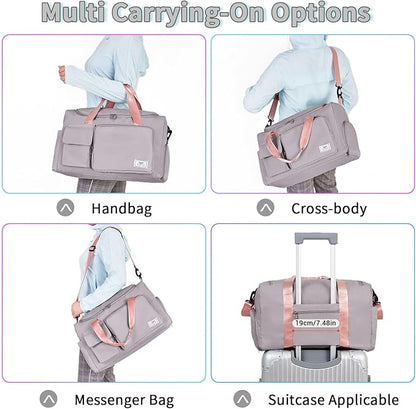 FIORETTO Women's Gym Duffle Bag with Shoes Compartment, 37L Capacity, Ideal for Travel, Gym, Sports, Duffel, Weekender