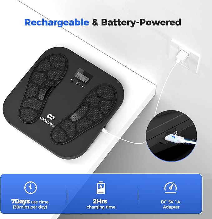 Foot Massager for Neuropathy, Rechargeable TENS EMS Foot Stimulator with 10 Modes 20 Intensities, Feet Circulation Stimulator for Neuropathy, Plantar Fasciitis, Gifts for Mom Dad