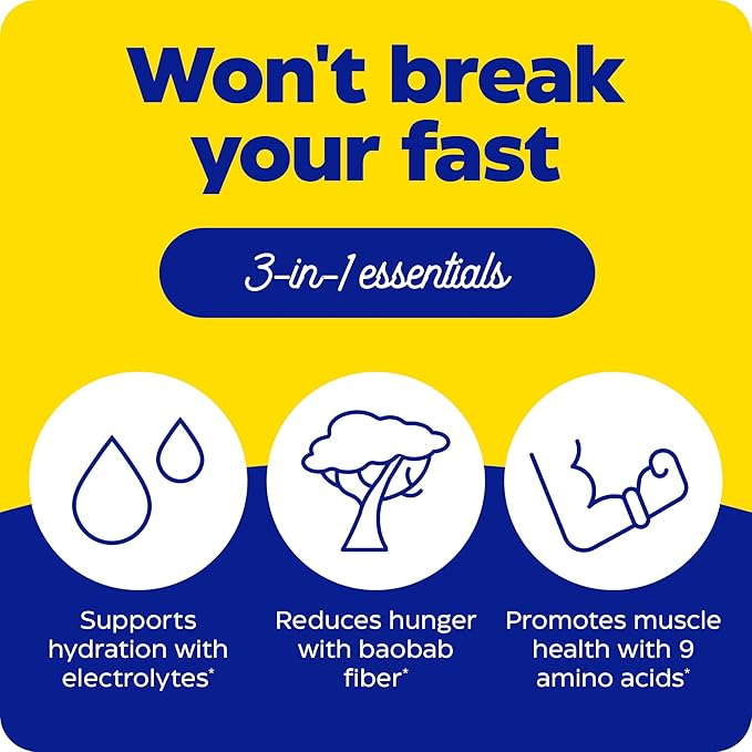 Enzymedica, Fasting Today, Intermittent Fasting Drink Mix with Electrolyte Powder Supplement for Hydration, Appetite and Muscle Health, Keto Friendly, Tropical Pineapple Flavor, 24 Servings