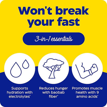 Enzymedica, Fasting Today, Intermittent Fasting Drink Mix with Electrolyte Powder Supplement for Hydration, Appetite and Muscle Health, Keto Friendly, Tropical Pineapple Flavor, 24 Servings