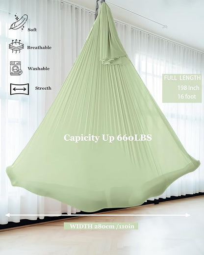 F.Life Aerial Silk Yoga Hammock & Swing for yoga Inversion,Strength training,starter hardware kit