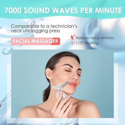 Facial Massager Red-Light-Therapy-for-Face and Neck, Face 𝖲 culpting Wand with 7 Color (Champagne)