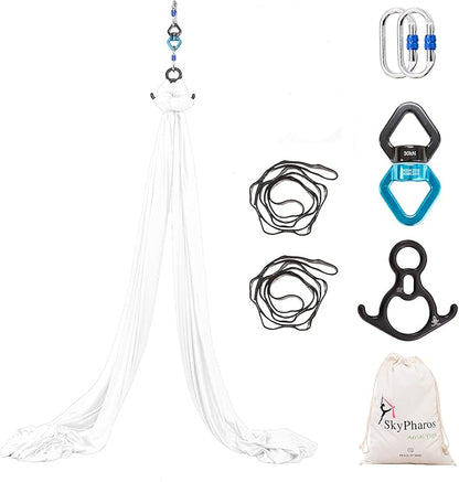 Aerial Silks Yoga Swing Set - 9/11 Yards Aerial Yoga Hammock Kit Anti-Gravity Flying for Fitness, Low/Non Stretch Nylon Tricot Fabric Hardware Included for Dance