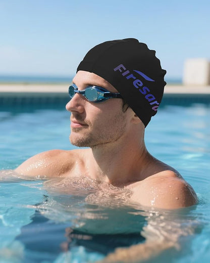 Firesara Fabric Swim Cap, High Elasticity Swimming Cap Keeps Hair Clean Breathable Fit Both Long Hair Short Hair, Swim Caps Woman Girls Men Kids One Size Hat