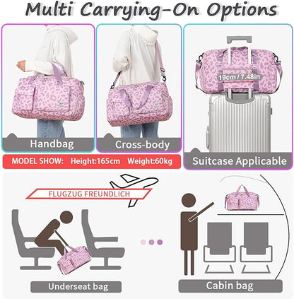 FIORETTO Women's Gym Duffle Bag with Shoes Compartment, 37L Capacity, Ideal for Travel, Gym, Sports, Duffel, Weekender