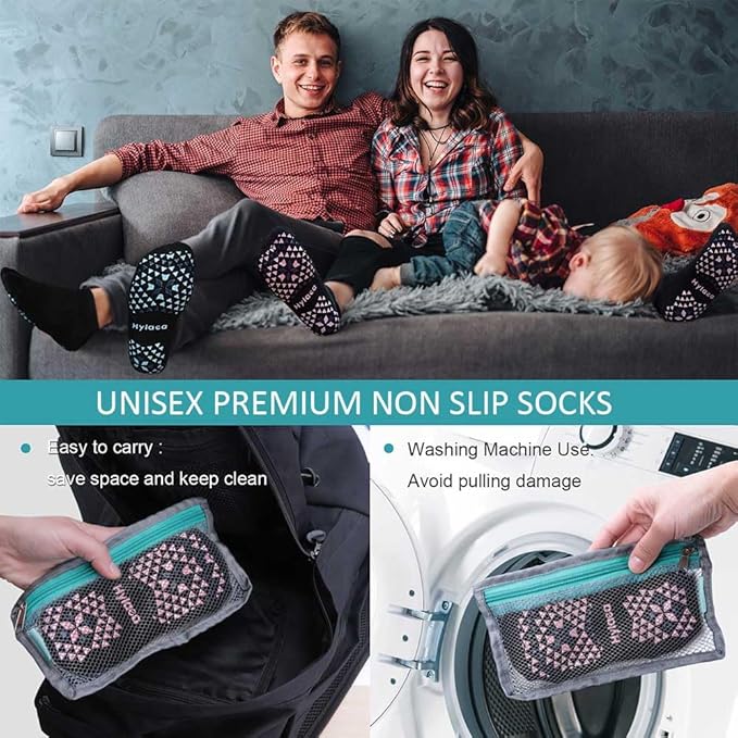 Hylaea Unisex Non Slip Socks with Grip for Yoga, Hospital, Pilates, Barre | Ankle, Cushioned