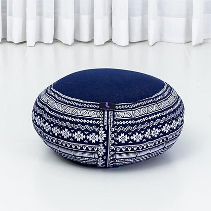 Leewadee Meditation Cushion Set – 1 Round Zafu Meditation Pillow and 1 Square Roll-Up Zabuton Meditation Mat, Pillows Bundle Filled with Kapok