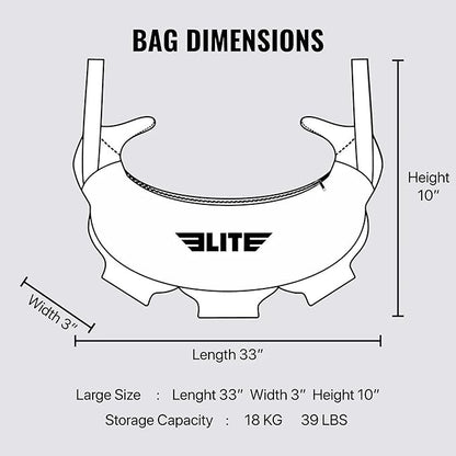 Elite Sports Bulgarian Canvas Bag, Fitness Canvas MMA Gym Cross Workout Training Sandbag 17, 25, 33, 45 lbs (UNFILLED)