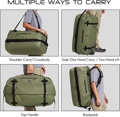 Haimont Large Waterproof Duffel Backpack Roll-Top Heavy Duty Dry Duffle Bag for Boating, Travel, Motorcycle, Kayaking, Camping, 60L