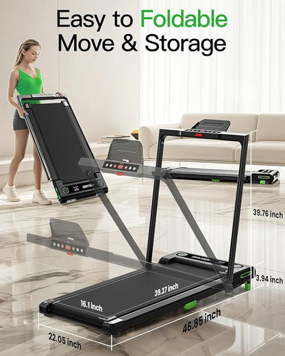 Walking Pad Treadmill, 330lbs Capacity, Compact Walking Pad, 2.5HP Desk Treadmills, 45dB Silent Operation, Foldable Treadmill with Remote Control, for Home Office