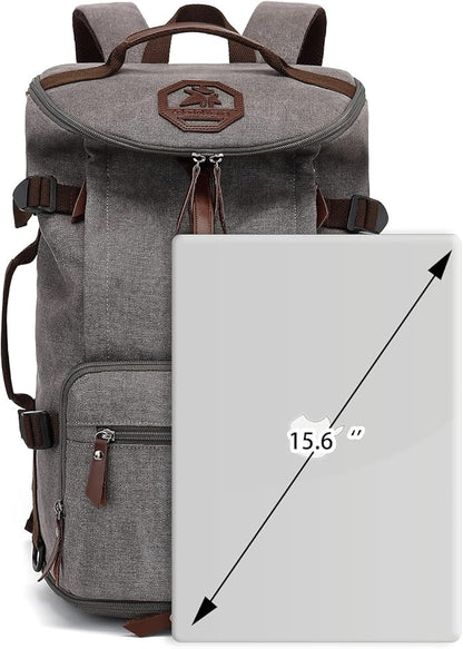 Kalesi Gym Duffle Bag Backpack 4-Way Vintage canvas with Shoes Compartment for travel Sport Hiking laptop (Vintage grey)