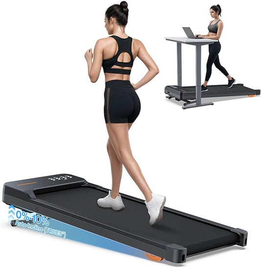 WELLFIT Walking Pad Treadmill with 10% Auto/Manual Incline for Home Office Apartment– 360 LBS Capacity, Under Desk Treadmill with Hiking Climbing Mode for Efficient Fat-Burn, Wide Running Belt
