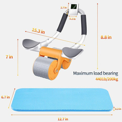 2024 New Ab Roller Wheel with Timer & Knee Mat,Automatic Rebound Abdominal Wheel with Elbow Support Ab Workout Equipment for Strengthening Core Muscles Abs Exercise Roller for Women Men