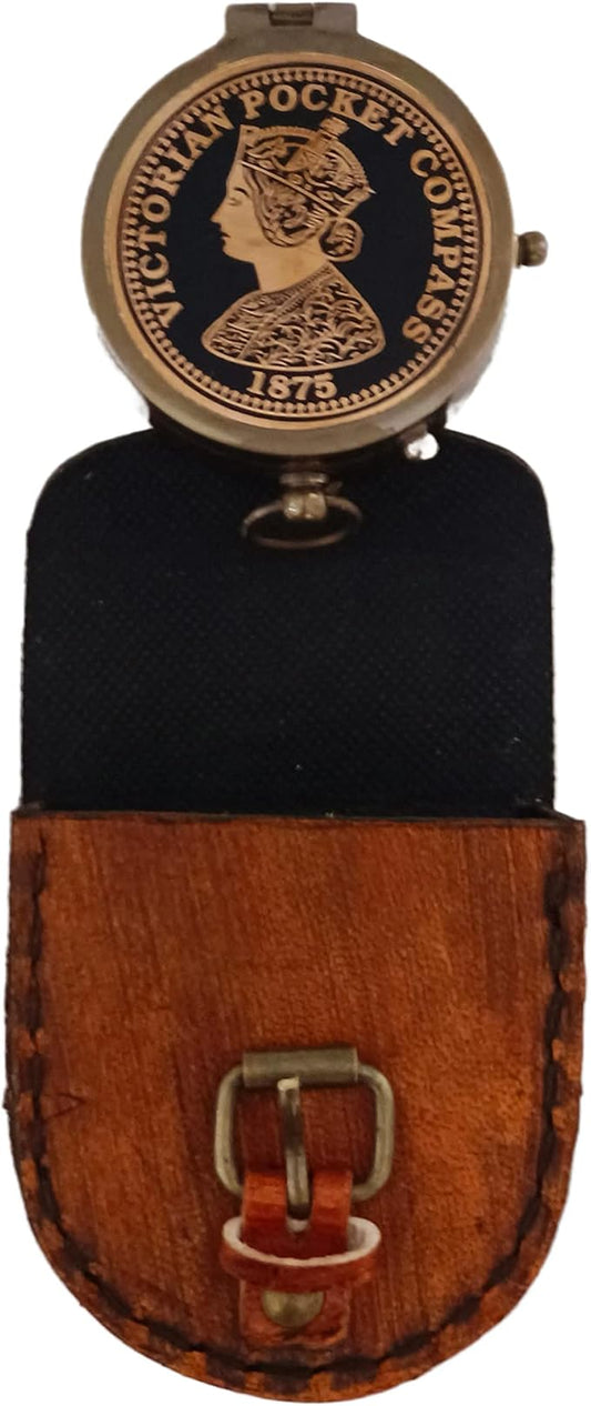 2 Inch Brass Compass Pocket Compass With Leather