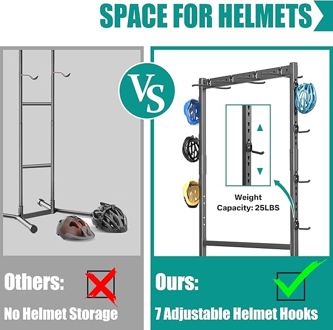 EVERHANGER Freestanding Bike Stand Rack with Adjustable Hooks, Vertical Bike Stand for Garage, Bicycle Storage Organizer, Holds Up to 7 Bikes & 7 Helmets