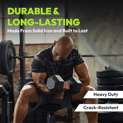 Hex Dumbbell Sets with Rack, 290-670 lb Rubber Encased Exercise & Fitness Dumbbells Set, Hand Weight for Strength Training, Weight Dumbbells