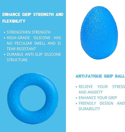 Hand Grip Strengthener Workout Kit (8 Pack) Forearm Grip Adjustable Resistance Hand Gripper, Finger Stretcher, Finger Exerciser, Grip Ring，Gyro Ball