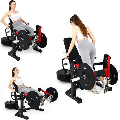 3 in 1 Leg Extension & Curl Machine, Separation Single Leg Extension, Stand Leg Curl, Leg Workout, Adjustable Bench, Plate Storage Rod, Compatible with 1'' & 2'' Weight Plates