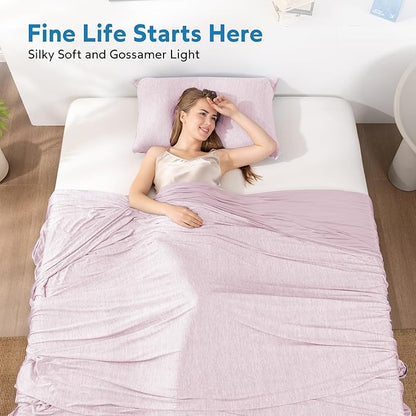 HOMFINE Cooling Blankets for Hot Sleepers - Summer Blanket Thin Lightweight Breathable Soft Double Side Enhanced Cooling for Bed Couch Sofa, Keep Cool for Night Sweats (Pink, 90 x 90 inches)