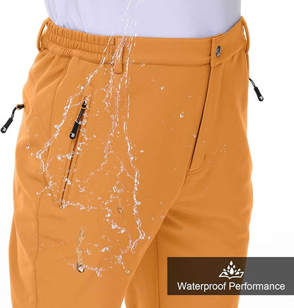 Gopune Men's Snow Ski Waterproof Softshell Pants Outdoor Windproof Warm Hiking Insulated Pants