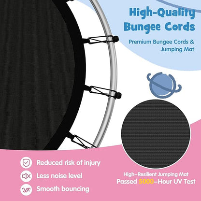 GYMAX Toddler Trampoline, 55” Trampoline for Kids with Bottom-to-Top All-Round Enclosure Net & Seamless Jumping Mat, ASTM Approved Easy Assembly Kids Mini Trampolines Indoor/Outdoor