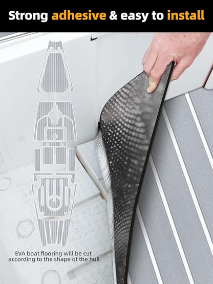 FOCEAN Boat Flooring EVA Foam Boat Decking Faux Teak Marine Flooring Boat Mat Boat Carpet Sheet for Motorboat RV Yacht Kayak Surfboard, 94.5"x 47.2"/35.4"/23.6"/15.7"