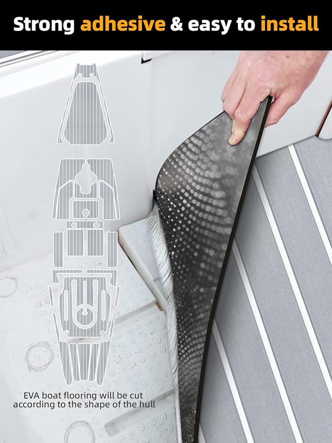 FOCEAN Boat Flooring EVA Foam Boat Decking Faux Teak Marine Flooring Boat Mat Boat Carpet Sheet for Motorboat RV Yacht Kayak Surfboard, 94.5"x 47.2"/35.4"/23.6"/15.7"