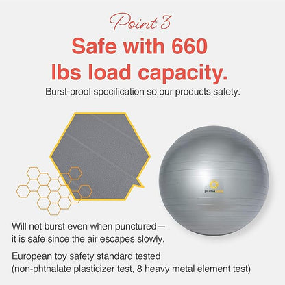 Exercise Ball for Balance Stability Fitness Workout Yoga Pilates at Home Office & Gym Birthing Ball for Pregnancy, Office Ball Chair