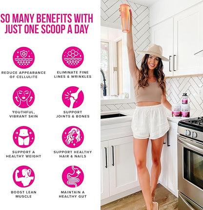 Hydrolyzed Collagen Peptides Powder for Women - Slimming MultiCollagen Burn Ultimate Beauty Complex with Hyaluronic Acid Vitamin C & Types I II III V and X for Women Tropical Punch 30 Servings