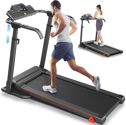 ANCHEER 2025 Premium Treadmill - 3.5HP Treadmills 350+ LBS Weight Capacity- 3-Level Incline, Foldable Design, Adjustable Height with Desk & Pulse Sensor - Perfect for Home Office & Family Workouts