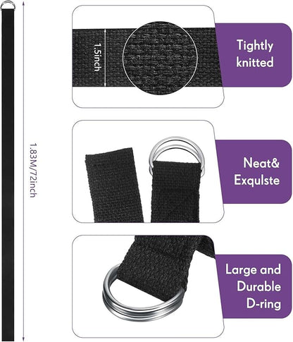 Jerify 10 Pcs Yoga Strap for Stretching Bulk 6ft Exercise Stretch Band with Metal D Ring Adjustable Pilates Non Elastic Yoga Stretch Belt for Women Men Physical Fitness Gym Workout Dance