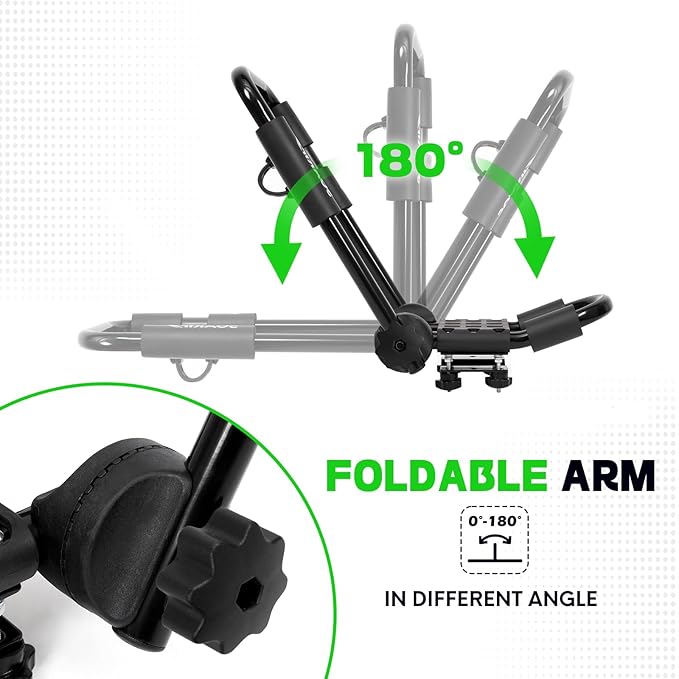 Folding Kayak Roof Rack Premium J-Bar for Canoe Carrier SUP Paddle Surfboard Mount on Car SUV and Truck Crossbar (2 Pairs)