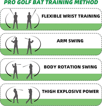 Golf Swing Trainer Pro Golf Bat Carbon Fiber Golf Swing Training Aid,Increase Club Head Speed,Golf Warm-Up Stick,Strength and Tempo Training Golf Accessories for Men Women
