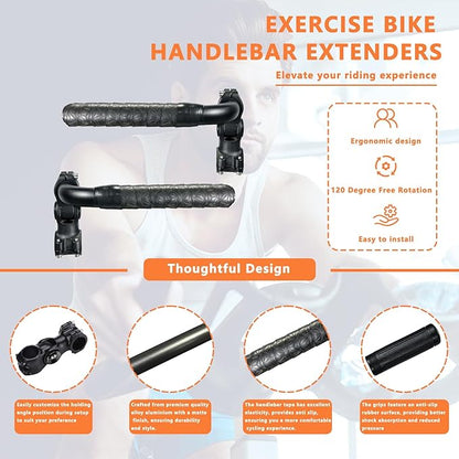 Handlebar Extender for Peloton Indoor Exercise Bikes, 1 Pair of Ultimate Handlebar Extension of Peloton Accessories (Bull-horn (with Black Tapes))