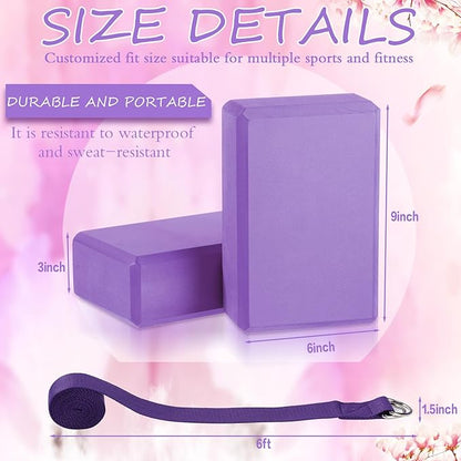 Outus 20 Pack Yoga Blocks and Straps Non-Slip EVA Foam Blocks with Metal D Ring Straps for Gym Exercise and Workout