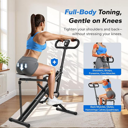 Squat Machine, MERACH R07 2 in 1 Squat Rowing Machine, Easy Setup & Foldable Exercise Equipment, Glute Trainer Machine, Glutes & Leg Home Workout Machine