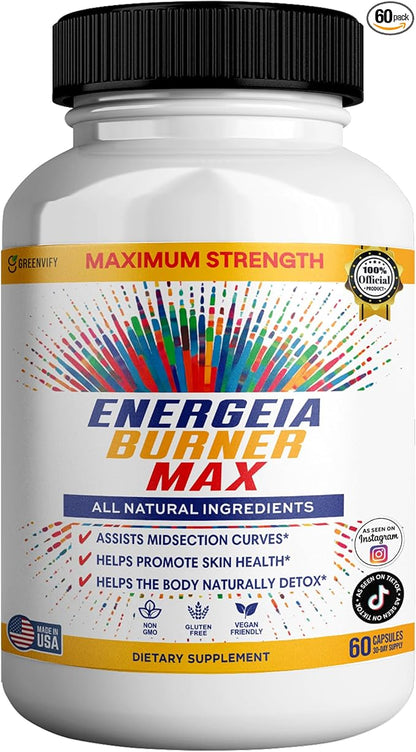 Energeia Burner Max, Natural Supplement, 60 Capsules, All Natural Ingredients, Vegan, Gluten Free (1)