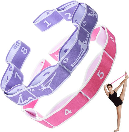 2Pcs Stretching Strap for Kids, Elastic Yoga Straps with Loops for Stretching Equipment, Kids Stretch Band, Resistance Bands, Gymnastics Stretch Band for Trainer Gymnastics Training, Yoga, Latin