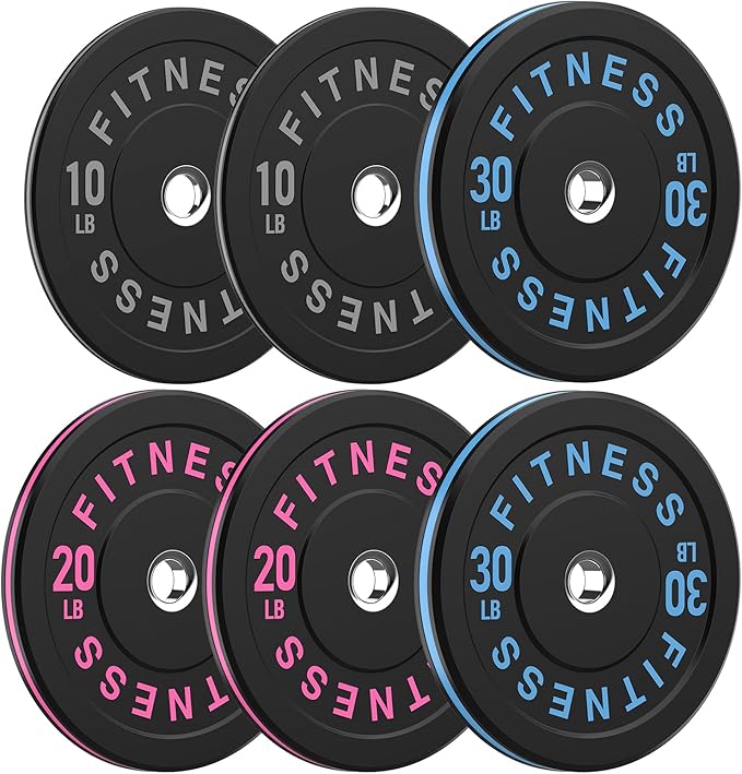 2 Inch Bumper Plates，10-500lbs，Barbell Rubber Olympic Weight Plates Set for Home Gym, Strength Training & Weight Lifting, Multiple Options Colors