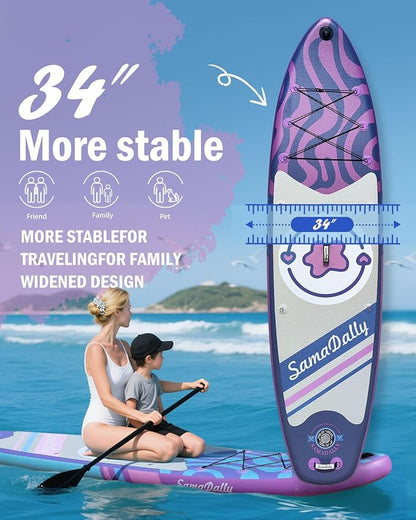 11'Stand Up Paddle Boards Surf Control with Premium SUP Board Accessories Backpack & Removable Fins, 34" Wide Inflatable Paddle Boards of All Skill Levels