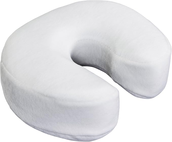 EarthLite Massage Face Cradle Cushion Memory Foam - Massage Table & Massage Chair Headrest Pillow w/Washable Fleece Cover, White