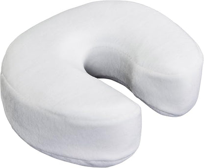 EarthLite Massage Face Cradle Cushion Memory Foam - Massage Table & Massage Chair Headrest Pillow w/Washable Fleece Cover, White
