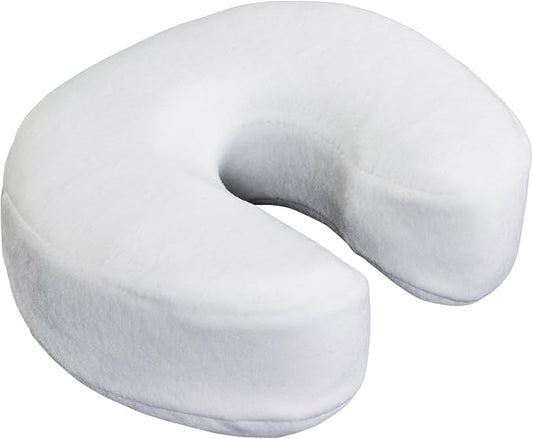 EarthLite Massage Face Cradle Cushion Memory Foam - Massage Table & Massage Chair Headrest Pillow w/Washable Fleece Cover, White