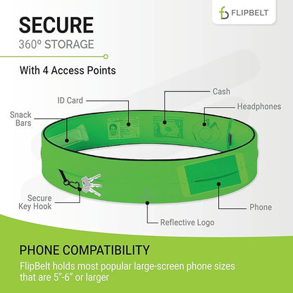 FlipBelt Classic Running Belt, Running Fanny Pack for Women and Men, USA Company