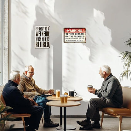 Funny Retirement Sign, Retired Gifts for Men - Happy Retirement Party Decorations for Women, Vintage Retirees Patio Metal Tin Signs Yard Door Frame Decor 8x12 Inch