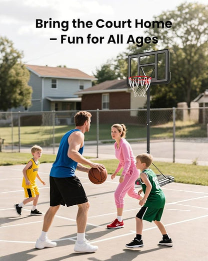 IGL Portable Basketball Hoop, 5.6-10FT Adjustable Basketball Goal System, 44 Inch Outdoor Basketball Hoop & Goals for Kids, Youth, and Adults in The Backyard, Driveway with PC Backboard
